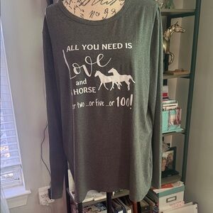 Women’s Gray Long Sleeve Tee Equestrian theme